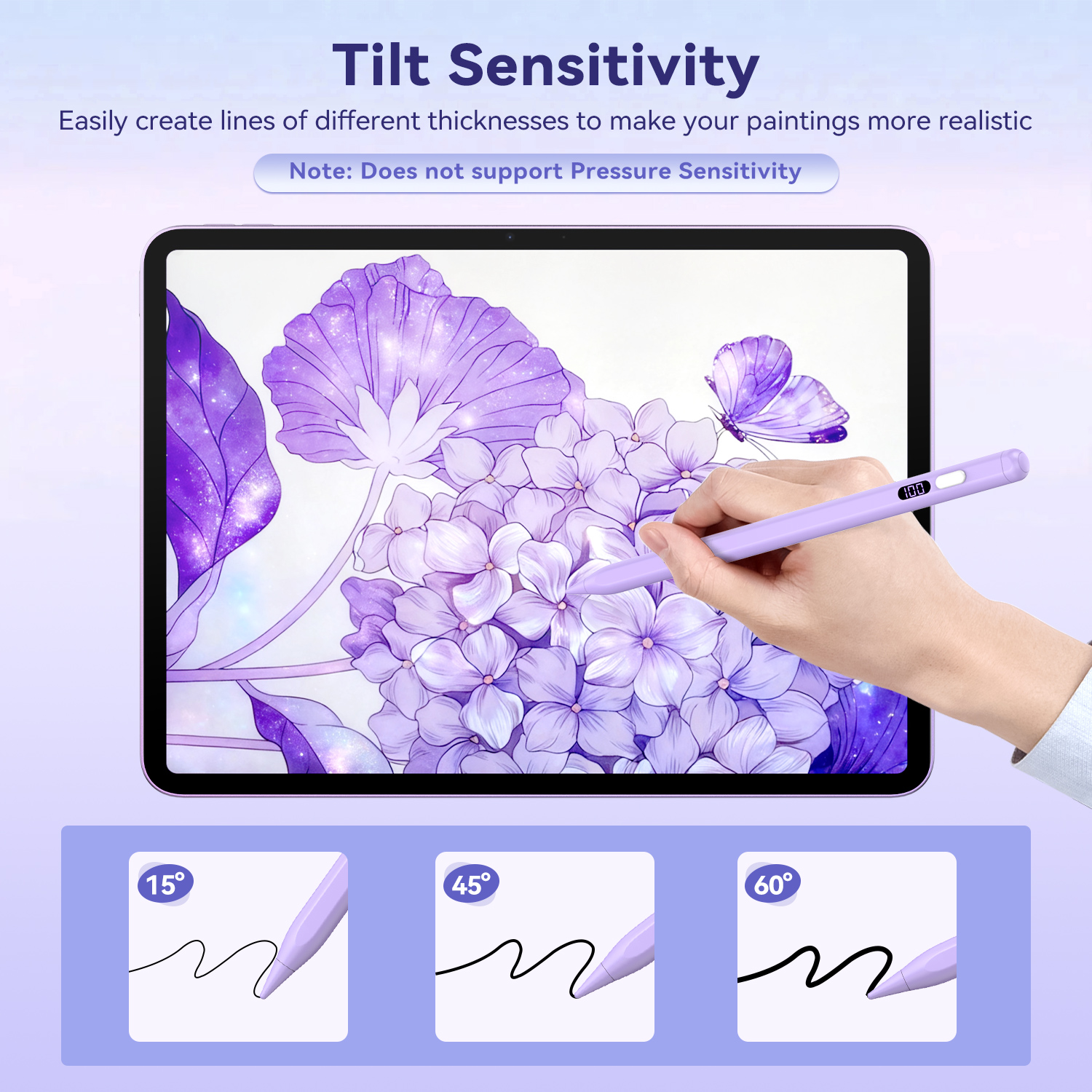 TIMOVO Pencil for iPad 2018-2025, Stylus Pen Compatible with Apple iPad 11/10/9/8/7/6/A16, Mini 7/6/5, Air M3/M2 11"/13"/5/4/3, Pro M4 13"/12.9"/11", Fast Charging, Purple