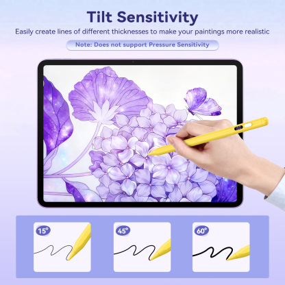TiMOVO iPad Pencil with Power Display, Stylus Pen for 2018-2025 Apple iPad (A16)11/10/9/8/7/6 Gen, Air M3/M2 11"/13"/5/4/3, Mini 7/6/5, Pro M4 13"/12.9"/11", Yellow