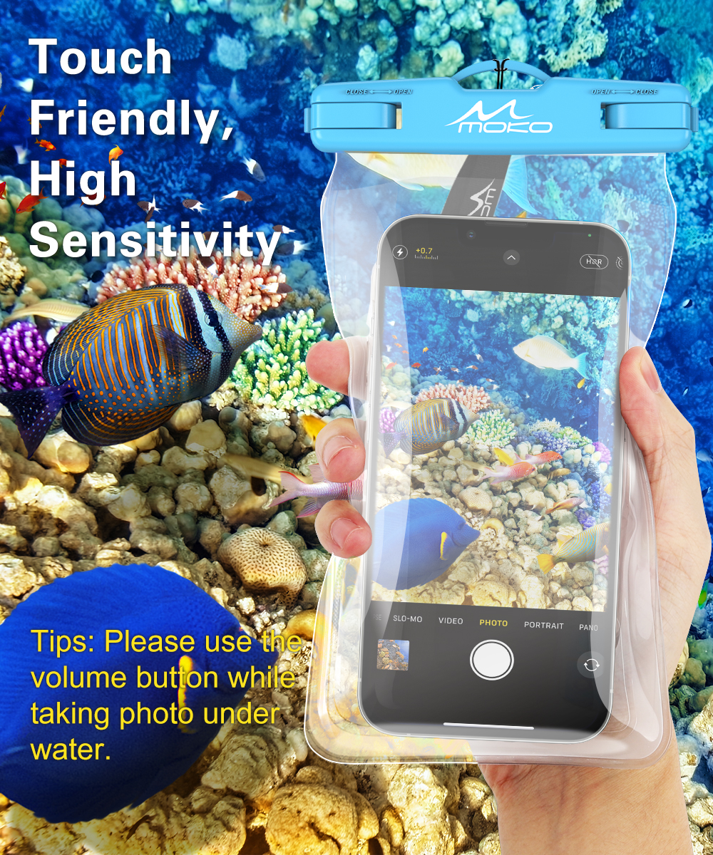 MoKo Waterproof Phone Pouch Floating Compatible with iPhone/Samsung/Galaxy, up to 7", 2 Pack