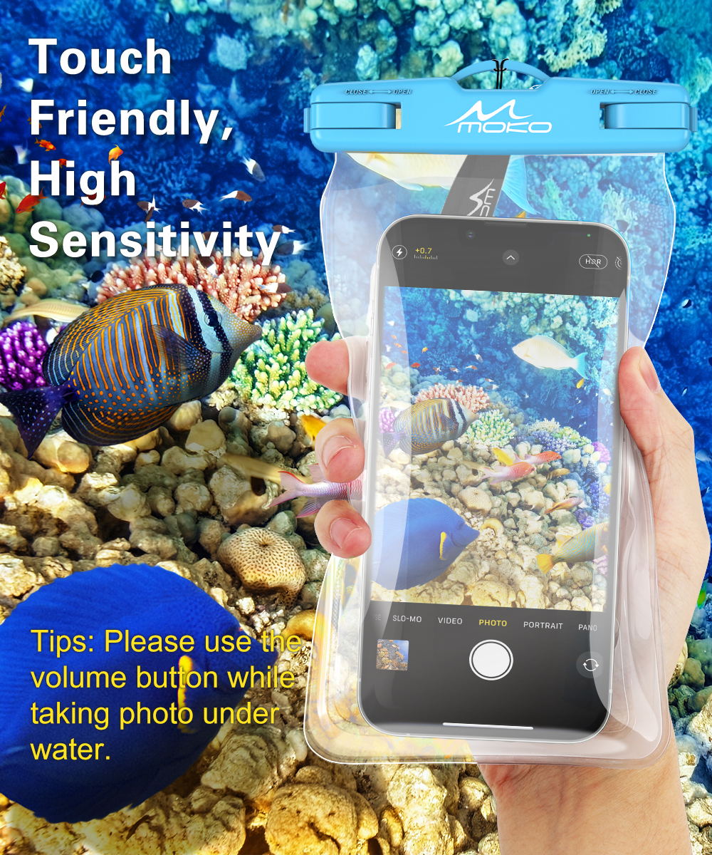 MoKo Waterproof Phone Pouch Floating Compatible with iPhone/Samsung/Galaxy, up to 7", 2 Pack