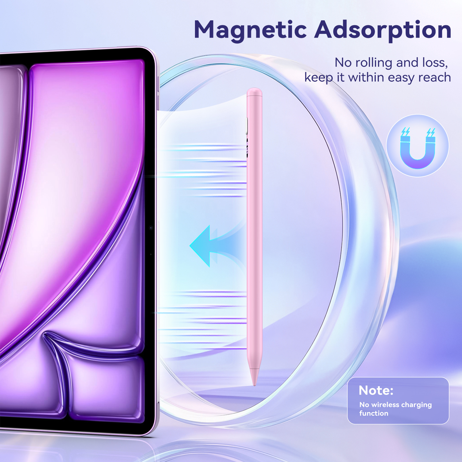 TIMOVO Pencil for iPad 2018-2025, Stylus Pen Compatible with Apple iPad 11/10/9/8/7/6/A16, Mini 7/6/5, Air M3/M2 11"/13"/5/4/3, Pro M4 13"/12.9"/11", Fast Charging, Pink