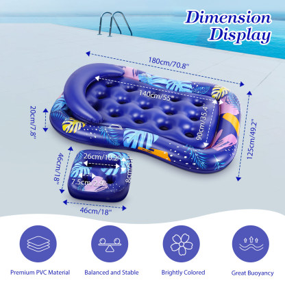 MoKo Pool Floats Loungers for Adults with Removable Cup Holders and Head Rest for Pool Lake Travel Beach, Blue