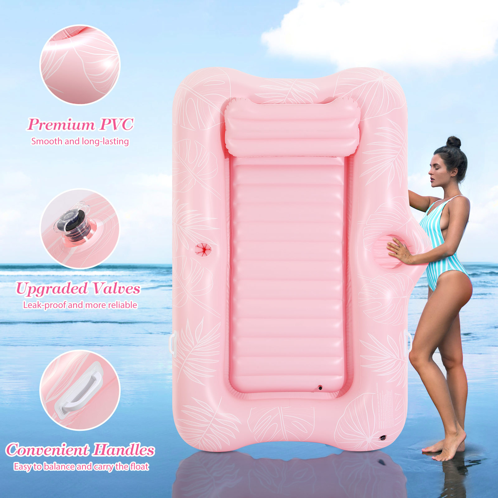 MoKo Tanning Pool Floats Adult, Water Filled Tanning Bed Inflatable Lounger Pool Raft Toys Blow Up Pool for Backyard Lake Beach