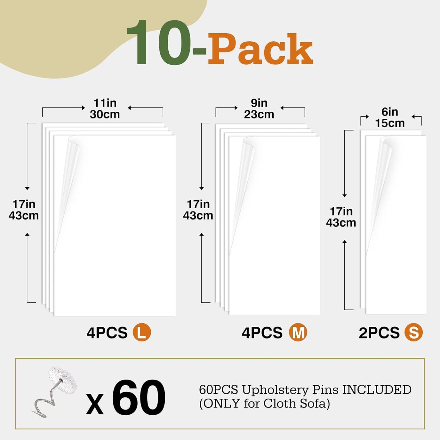 Pawaboo Cat Scratch Furniture Protector,Cat Scratch Deterrent Tape, Furniture Protectors Training Tape, Couch Corner Cat Scratch Repellent with Upholstery Pins, White