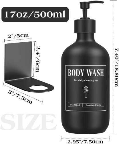 Luxspire Shampoo and Conditioner Dispenser, Shower Soap Dispenser Wall Mounted 3 Sets White Plastic Bottles Bamboo Pump, 500ml Shampoo and Conditioner Bottles for Bathroom, Shower Wall and Hotel