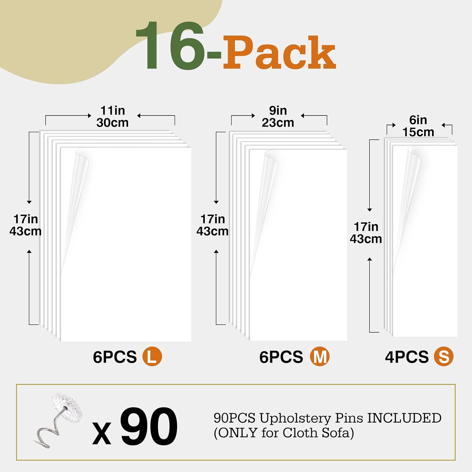 Pawaboo Cat Scratch Furniture Protector,Cat Scratch Deterrent Tape, Furniture Protectors Training Tape, Couch Corner Cat Scratch Repellent with Upholstery Pins, White