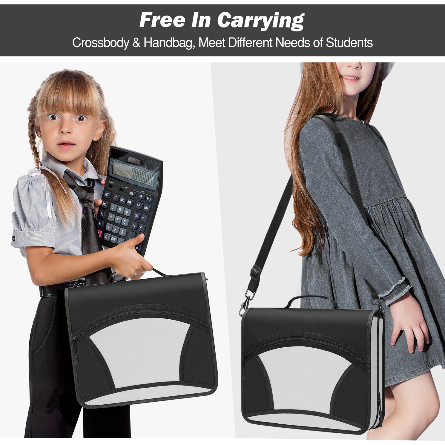  MoKo Zipper Binder, 3 in 3 Ring 600 Sheet Capacity Binder Organizer, Black