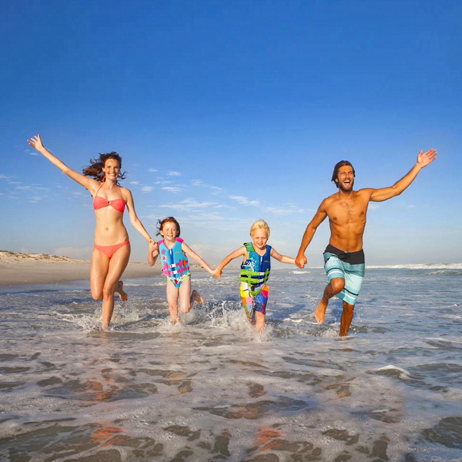 MoKo Kids Swim Vest for Boys Girls, Swimming Float Jacket for 46-77 lbs Kids, Swimsuit Buoyancy Swimwear, L Size, Indigo