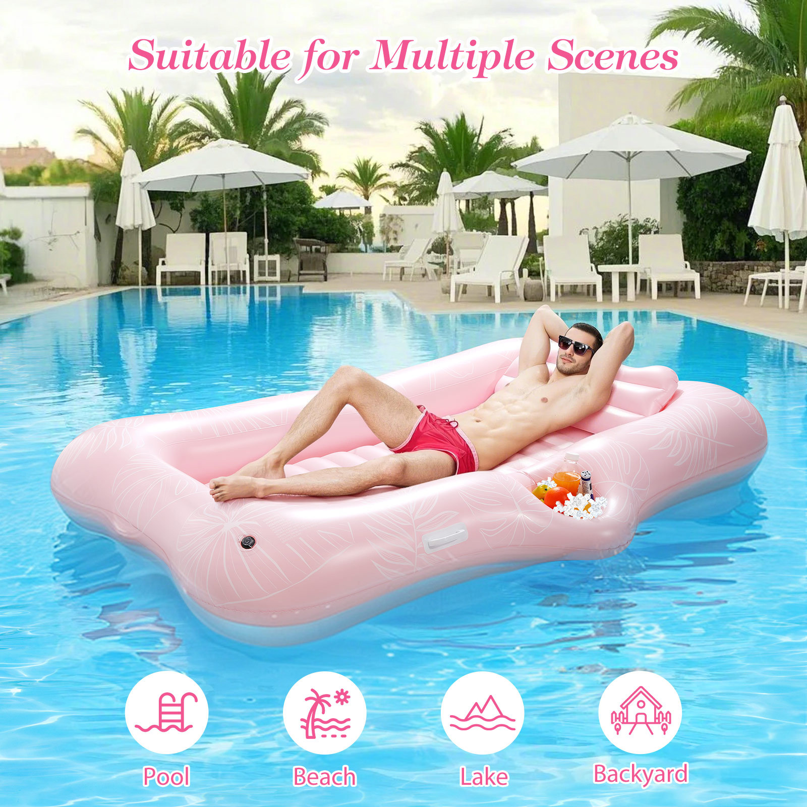 MoKo Tanning Pool Floats Adult, Water Filled Tanning Bed Inflatable Lounger Pool Raft Toys Blow Up Pool for Backyard Lake Beach