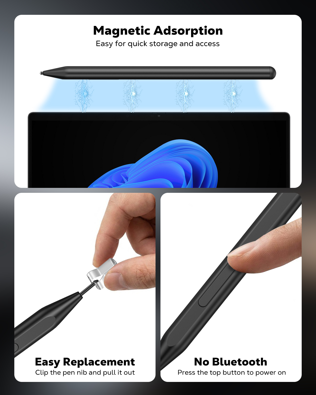 TiMOVO Stylus Pen for Microsoft Surface Pro12/11/10/9/8/X/7+/6/5/4, Surface Go 4/3/2/1, Surface Laptop1-5/Studio/Book 3/2/1 with Eraser Side Button,Palm Rejection,Tilt Function,1024 Pressure