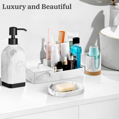 Luxspire Soap Dish, Bar Soap Holder, Soap Tray with Raised Design, Oval Soap Dish Soap Container for Bathroom Sink Kitchen Counter, Gravel White