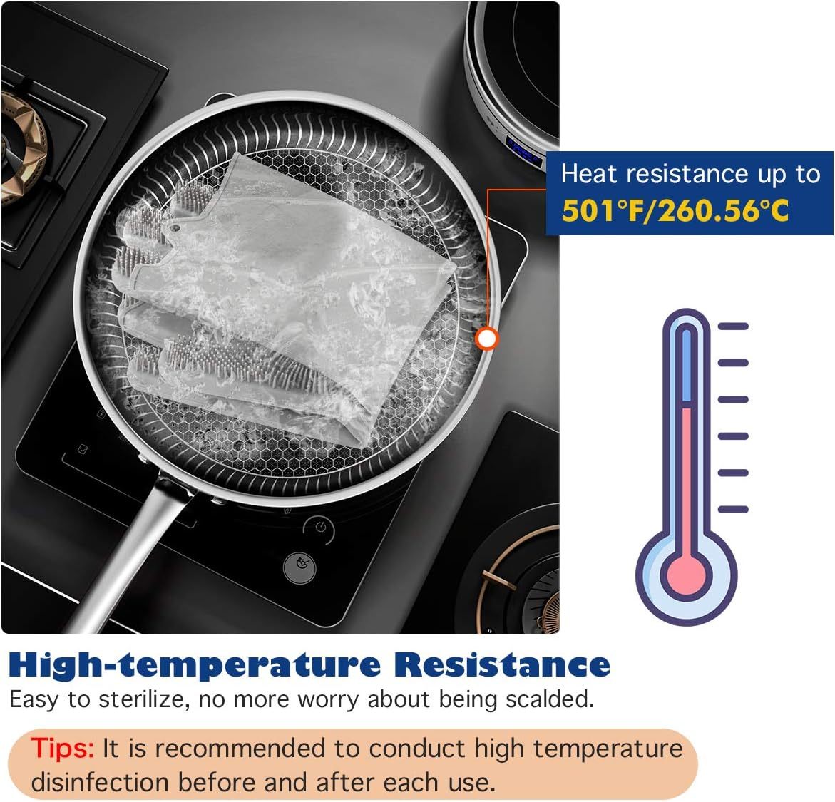 VavoPaw Pet Grooming Gloves - Dog Bathing Shampoo Brush with High Density Teeth, Heat Resistant Silicone Five Finger Design for Bathing and Massaging Dogs and Cats, Gray