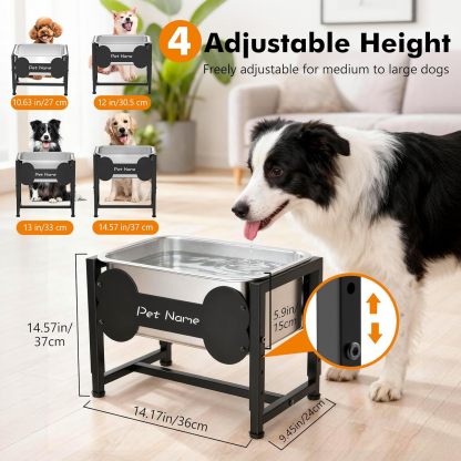 Tivray Elevated Dog Bowl, 2.4 Gallon Adjustable Stainless Steel Water Bowl for Large Breed, Dog Water Feeder, Pet Feeder with Full Metal Stand for Relief Joint Pressure, Easy Clean