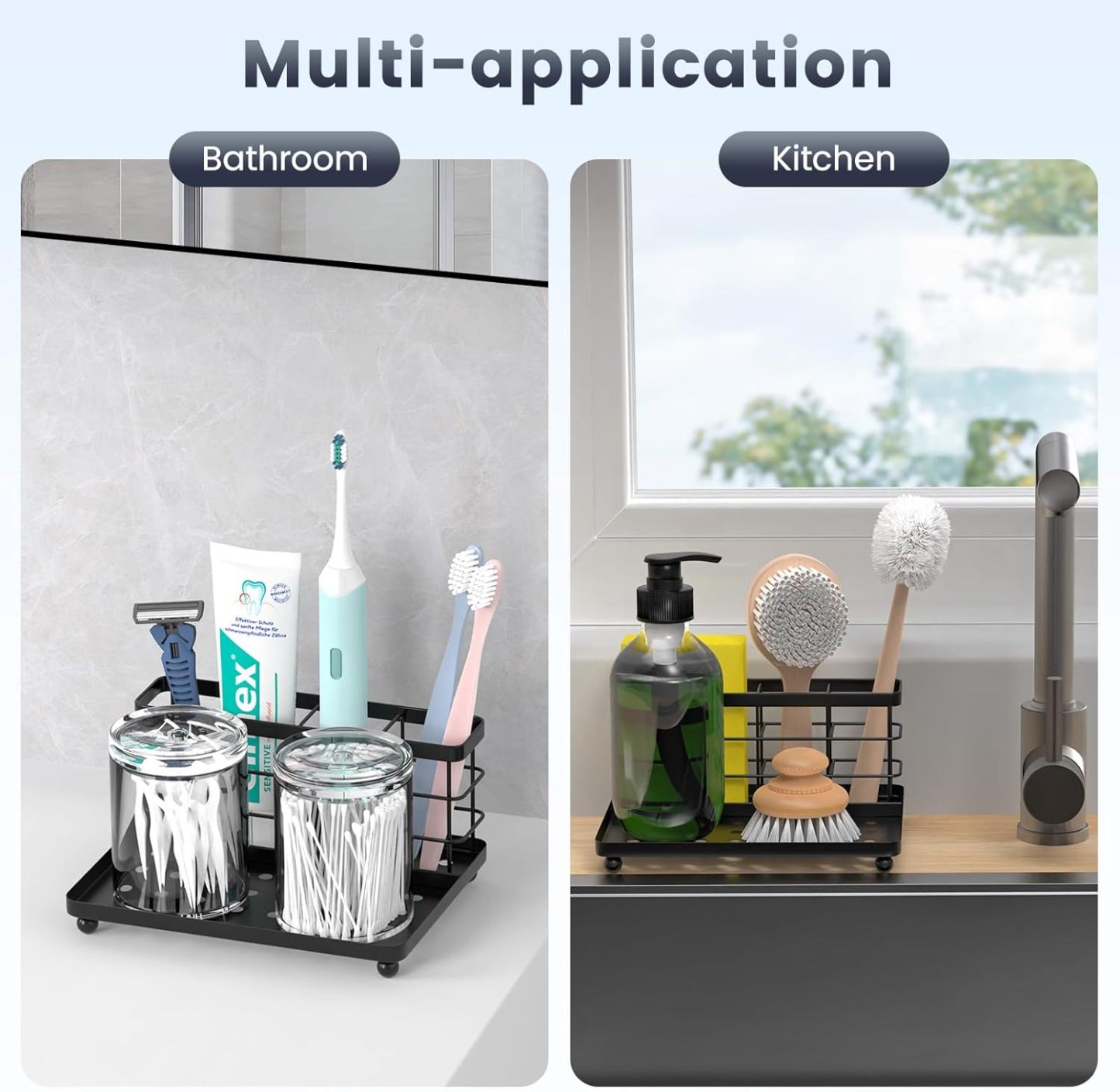 Luxspire Toothbrush Holders for Bathroom, Toothbrush Holder with Tray, Stainless Steel Holder for Toothbrush Toothpaste, Tooth Brushing Holder for Bathroom Countertop, 3-Slot