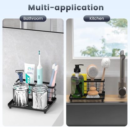 Luxspire Toothbrush Holders for Bathroom, Toothbrush Holder with Tray, Stainless Steel Holder for Toothbrush Toothpaste, Tooth Brushing Holder for Bathroom Countertop, 3-Slot