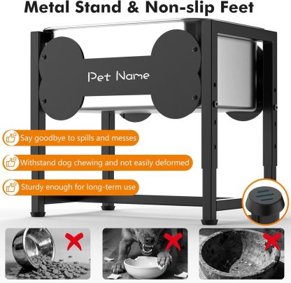 Tivray Elevated Dog Bowl, 2.4 Gallon Adjustable Stainless Steel Water Bowl for Large Breed, Dog Water Feeder, Pet Feeder with Full Metal Stand for Relief Joint Pressure, Easy Clean