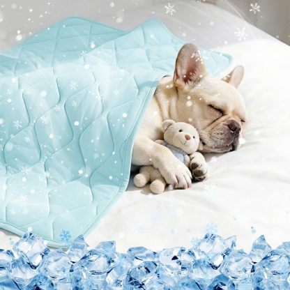 Tivray Cooling Dog Blanket, Q-MAX>0.4 Cooling Blanket for Dogs, Washable Lightweight Quilt for Pets, Multiple Sizes Self Cool Quilt for Cats, Summer Cool Throw for Hot Sleepers