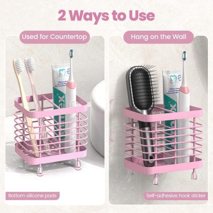 Luxspire Toothbrush Holders for Bathroom, Stainless Steel Electric Toothbrush Holder with Drain Holes, Toothbrush Toothpaste Razor Holder for Shower, Bathroom Accessories