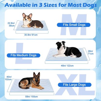 Tivray Dog Cooling Mat, 36'' × 23'' Medium, Self-Cooling Mat for Dog Reversible (Cool & Warm), Double-Sided Pet Cool Pads for Crate, Kennel, Machine Washable Summer Blanket, Non-Gel, Blue + Gray
