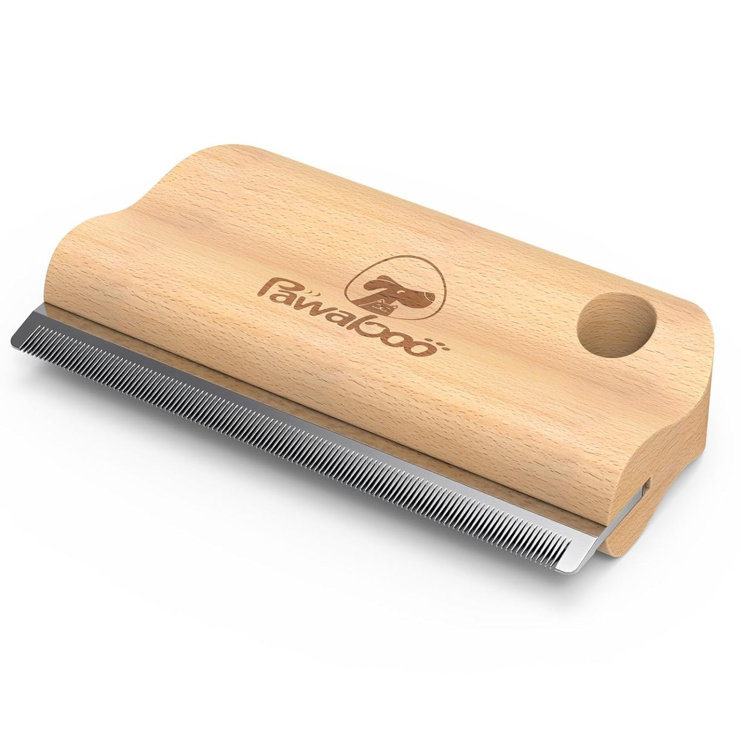 Pawaboo Deshedding Brush for Dogs & Cats, Dog Hair Removal Comb with Ergonomic Gripping, Wooden Grooming Shedding Brush for Short Hair Dogs and Cats, Hangable Pet Cleaning Comb Supplies