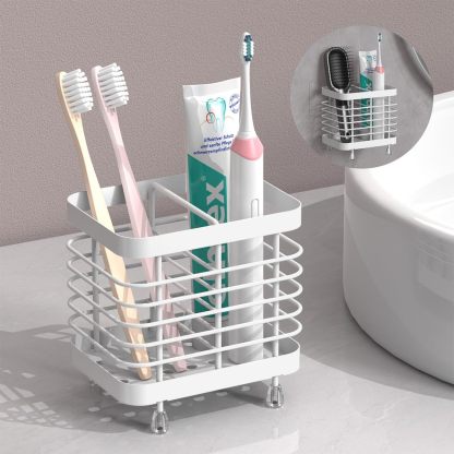 Luxspire Toothbrush Holders for Bathroom, Stainless Steel Electric Toothbrush Holder with Drain Holes, Toothbrush Toothpaste Razor Holder for Shower, Bathroom Accessories