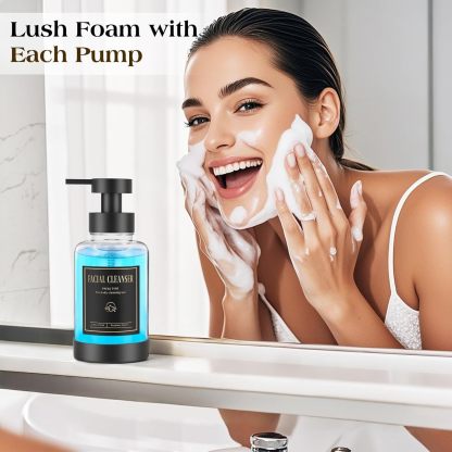 Luxspire Foaming Soap Dispenser, Glass Foam Pump Soap Dispenser, Non-Slip Hand Soap Dispenser with 5 Waterproof Labels, 15 Oz Refillable Liquid Soap Dispenser for Bathroom & Kitchen, Clear, 2 Pack