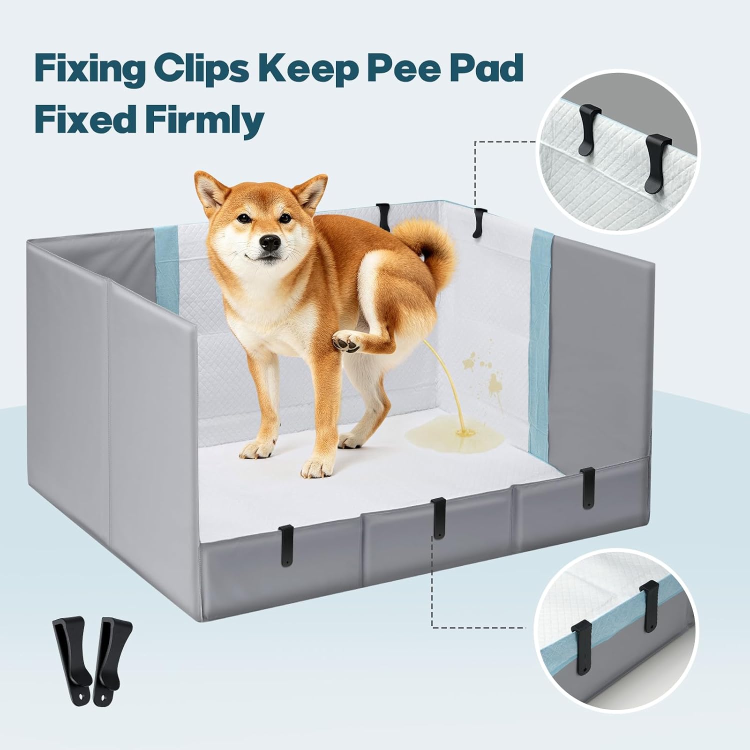 VavoPaw Dog Litter Box with High Walls, Foldable Dog Potty Tray for Puppy & Medium Dogs, Pee Pad Holder, No Assembly, Waterproof, Leak-Proof, Easy Clean, Portable for Travel,Gray