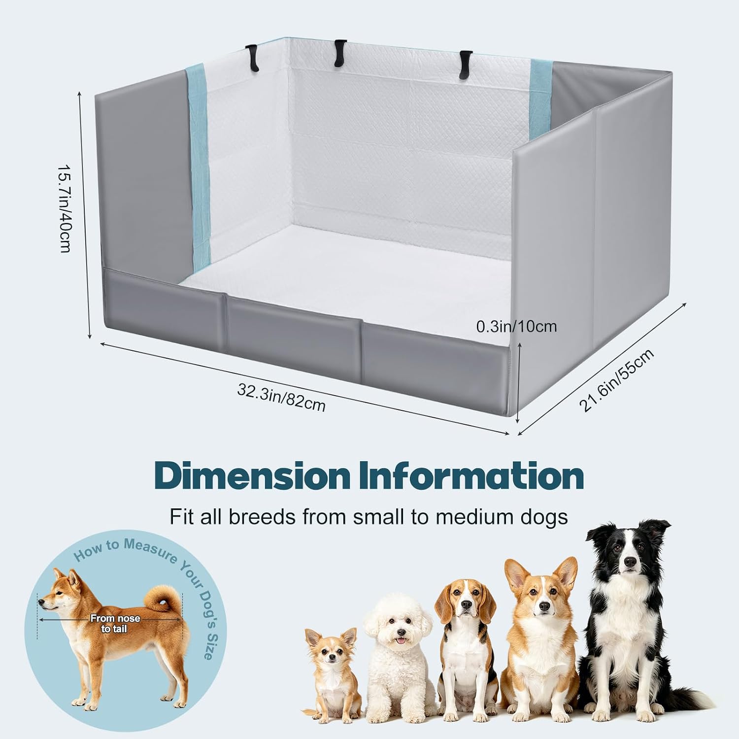 VavoPaw Dog Litter Box with High Walls, Foldable Dog Potty Tray for Puppy & Medium Dogs, Pee Pad Holder, No Assembly, Waterproof, Leak-Proof, Easy Clean, Portable for Travel,Gray