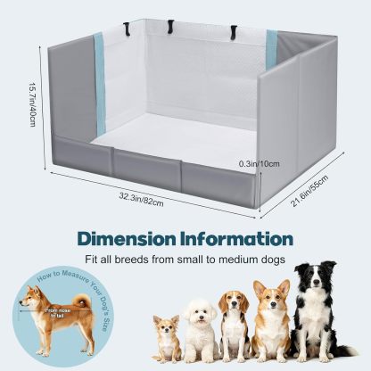 VavoPaw Dog Litter Box with High Walls, Foldable Dog Potty Tray for Puppy & Medium Dogs, Pee Pad Holder, No Assembly, Waterproof, Leak-Proof, Easy Clean, Portable for Travel,Gray