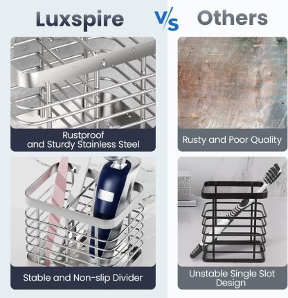 Luxspire Toothbrush Holders for Bathroom, Stainless Steel Electric Toothbrush Holder with Drain Holes, Toothbrush Toothpaste Razor Holder for Shower, Bathroom Accessories, Silver