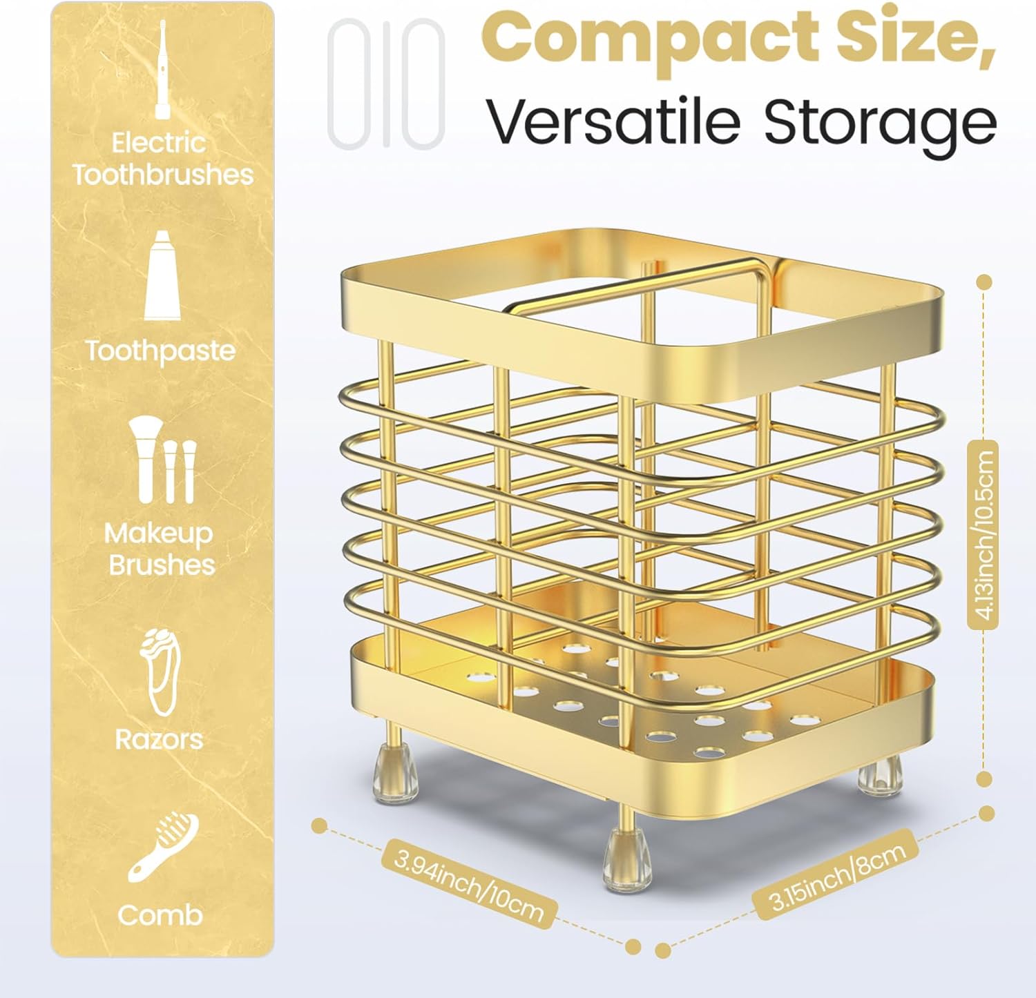 Luxspire Toothbrush Holders for Bathroom, Stainless Steel Electric Toothbrush Holder with Drain Holes, Toothbrush Toothpaste Razor Holder for Shower, Bathroom Accessories