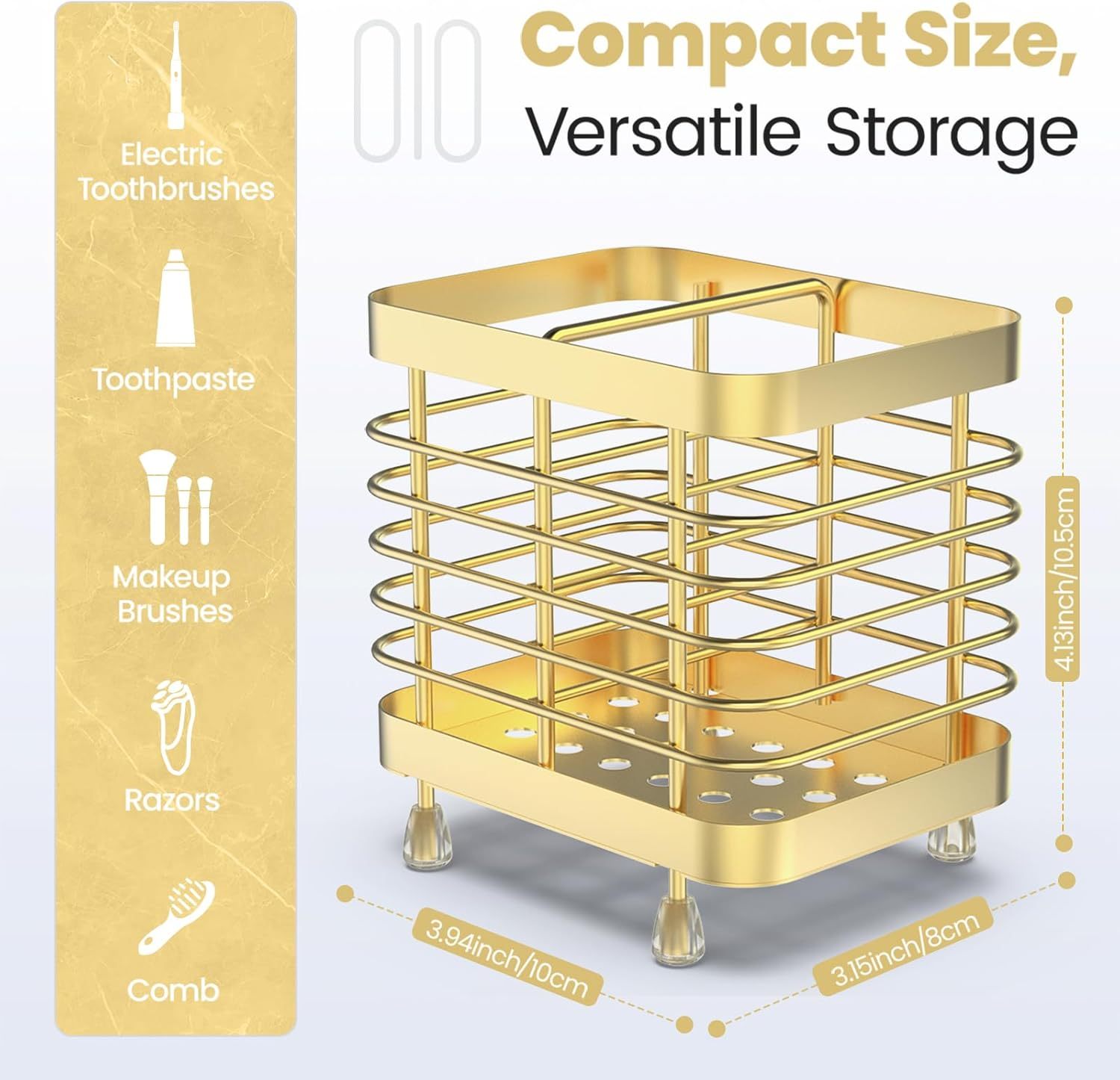 Luxspire Toothbrush Holders for Bathroom, Stainless Steel Electric Toothbrush Holder with Drain Holes, Toothbrush Toothpaste Razor Holder for Shower, Bathroom Accessories