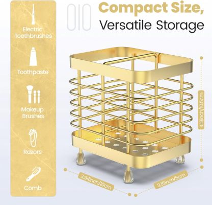 Luxspire Toothbrush Holders for Bathroom, Stainless Steel Electric Toothbrush Holder with Drain Holes, Toothbrush Toothpaste Razor Holder for Shower, Bathroom Accessories