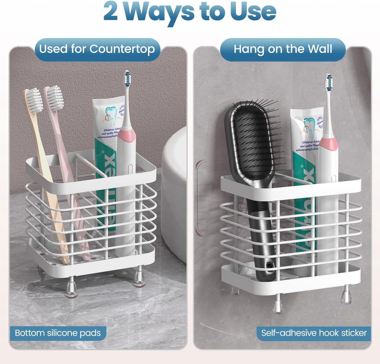 Luxspire Toothbrush Holders for Bathroom, Stainless Steel Electric Toothbrush Holder with Drain Holes, Toothbrush Toothpaste Razor Holder for Shower, Bathroom Accessories