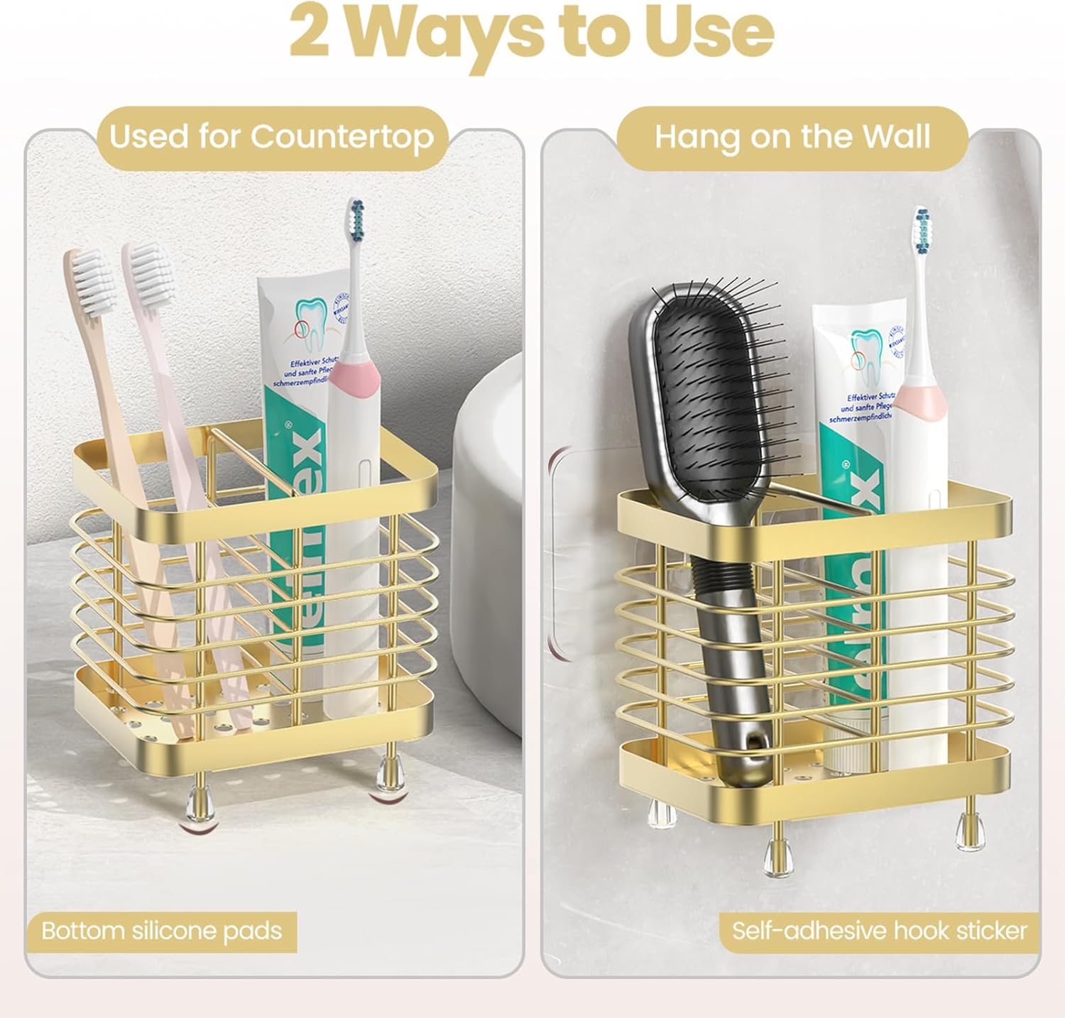 Luxspire Toothbrush Holders for Bathroom, Stainless Steel Electric Toothbrush Holder with Drain Holes, Toothbrush Toothpaste Razor Holder for Shower, Bathroom Accessories