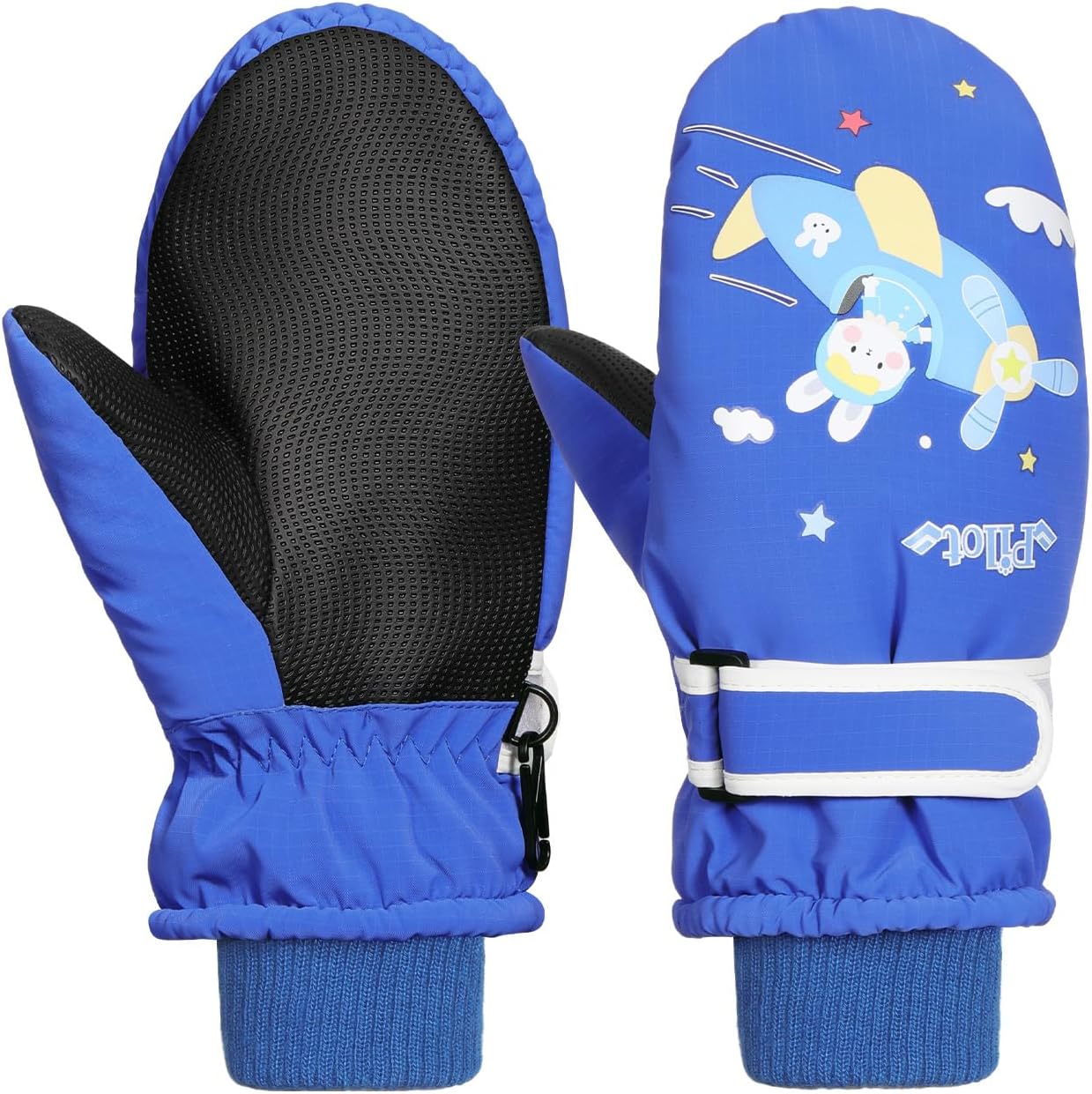Rhino Valley Snow Mittens for Kids, Waterproof Toddler Ski Gloves, Warm Winter Mittens with Adjustable Magic Tape,Snow Gloves for Outdoor Skiing Snowboarding