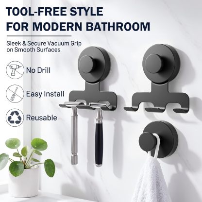 Luxspire Razor Holder for Shower Heavy Duty Suction Cup Hooks for Shower
