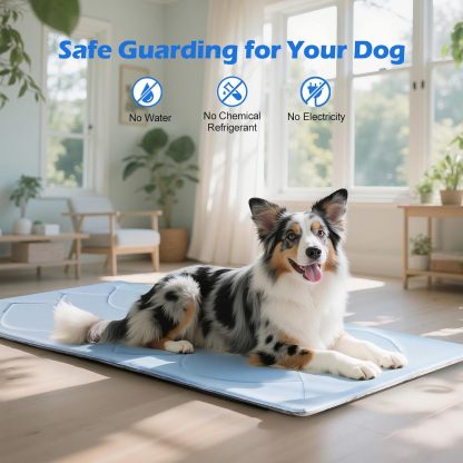 Tivray Dog Cooling Mat, 36'' × 23'' Medium, Self-Cooling Mat for Dog Reversible (Cool & Warm), Double-Sided Pet Cool Pads for Crate, Kennel, Machine Washable Summer Blanket, Non-Gel, Blue + Gray