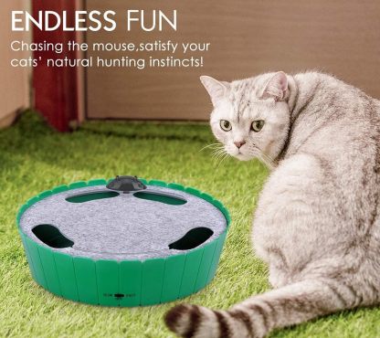 Pawaboo Interactive Cat Toy With Running Mouse, Electronic Motion Automatic Teaser for Indoor Cats, Pop and Play Hide Seek Hunting Mouse for Pet Kitten Play Fun Exercise