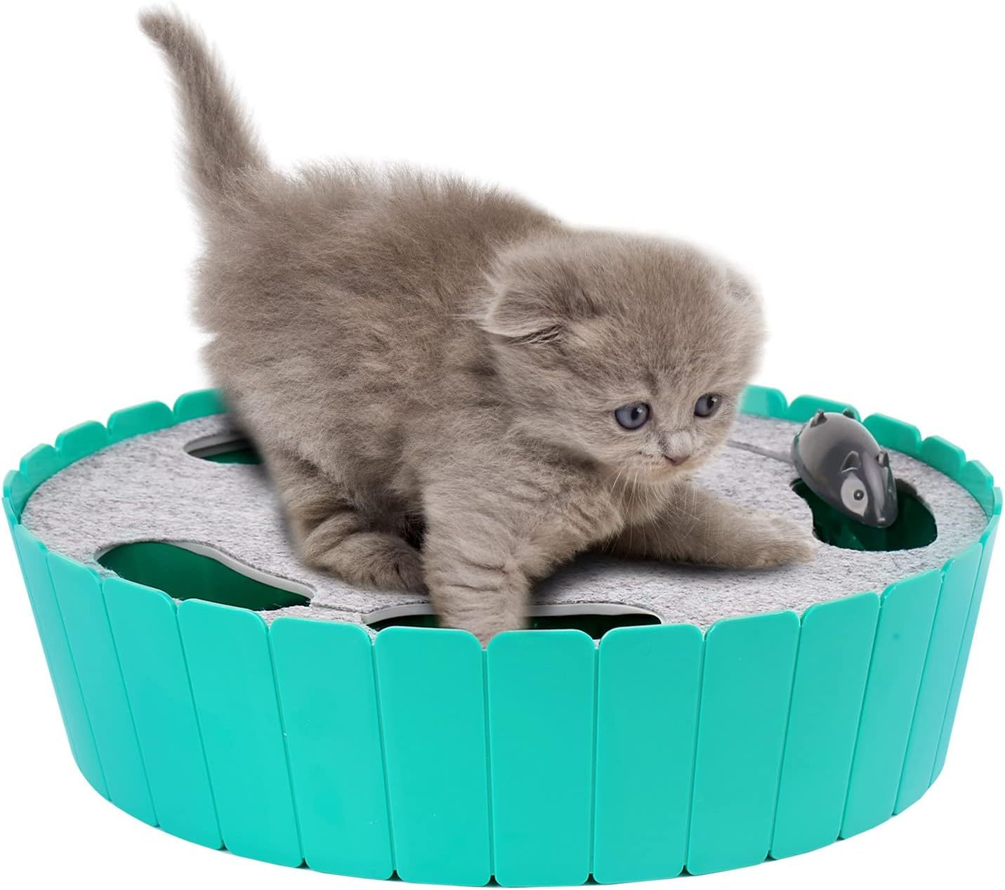 Pawaboo Interactive Cat Toy With Running Mouse, Electronic Motion Automatic Teaser for Indoor Cats, Pop and Play Hide Seek Hunting Mouse for Pet Kitten Play Fun Exercise