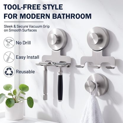 Luxspire Razor Holder for Shower Heavy Duty Suction Cup Hooks for Shower