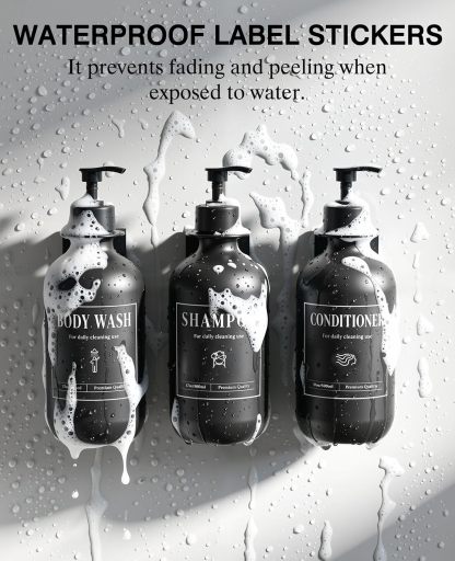 Luxspire Shampoo and Conditioner Dispenser, Shower Soap Dispenser Wall Mounted 3 Sets White Plastic Bottles Bamboo Pump, 500ml Shampoo and Conditioner Bottles for Bathroom, Shower Wall and Hotel