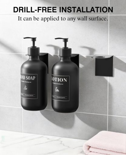 Luxspire Shampoo and Conditioner Dispenser, Shower Soap Dispenser Wall Mounted 3 Sets White Plastic Bottles Bamboo Pump, 500ml Shampoo and Conditioner Bottles for Bathroom, Shower Wall and Hotel