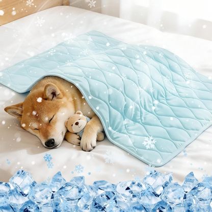 Tivray Cooling Dog Blanket, Q-MAX>0.4 Cooling Blanket for Dogs, Washable Lightweight Quilt for Pets, Multiple Sizes Self Cool Quilt for Cats, Summer Cool Throw for Hot Sleepers