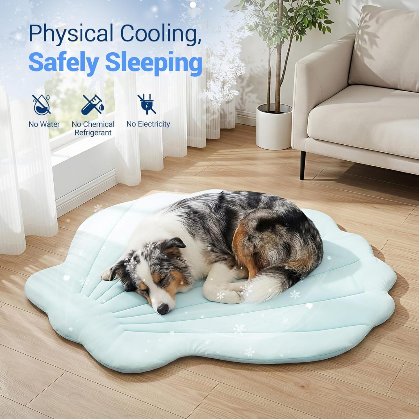 Tivray Dog Cooling Mat, 40'' × 40'' Large, Self-Cooling Mat for Dog, (Cool & Warm) Double-Sided Pet Cool Pads for Crate, Kennel, Machine Washable Summer Blanket, Cat Cool Bed, Non-Gel, Sky Blue