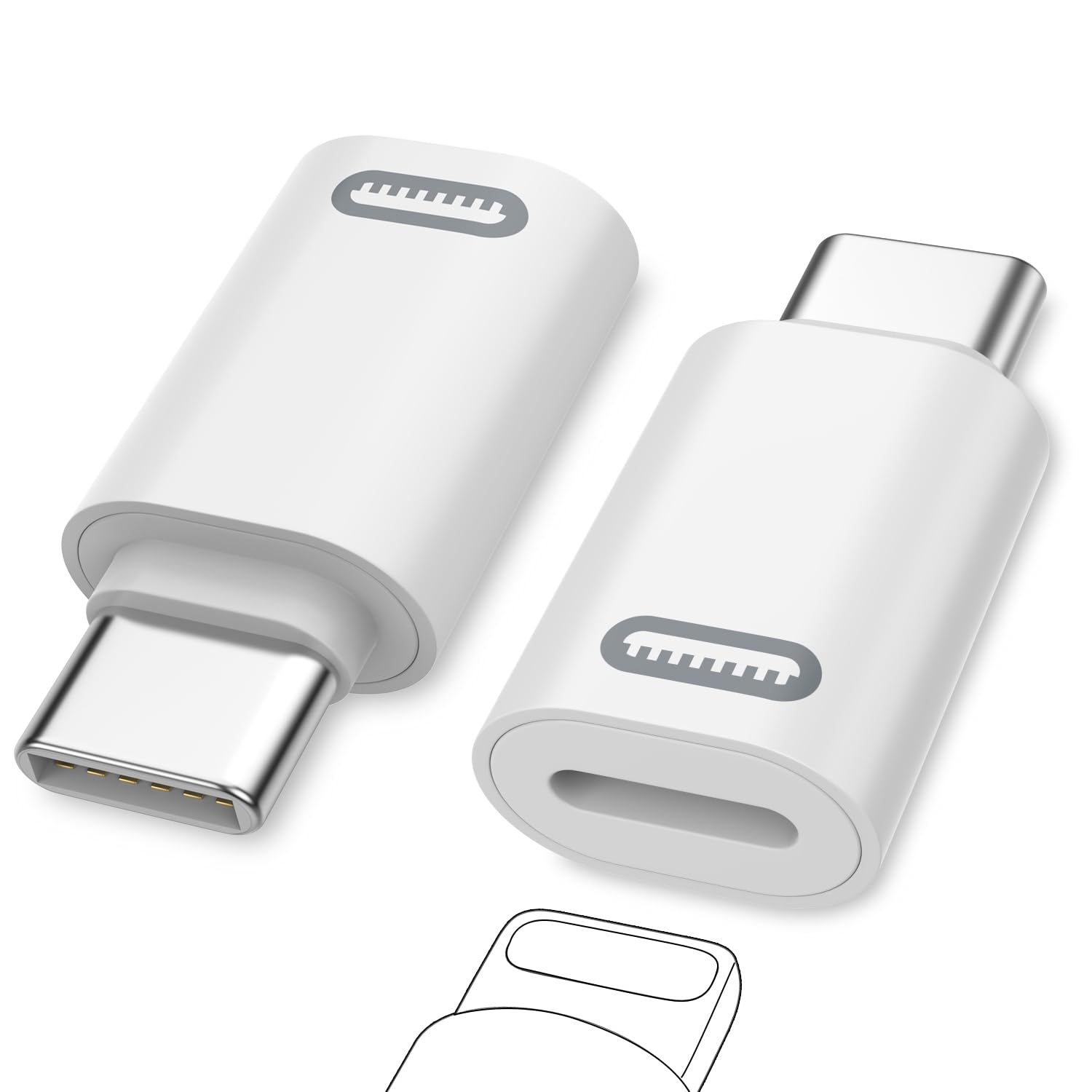 MoKo 2 Pack Lightn-ing Female to USB C Male Adapter Compatible with iPhone 15/15 Pro/15 Pro Max/15 Plus, iPad Pro/Air, Support Fast Charging/Data Transfer, Not for Audio/OTG