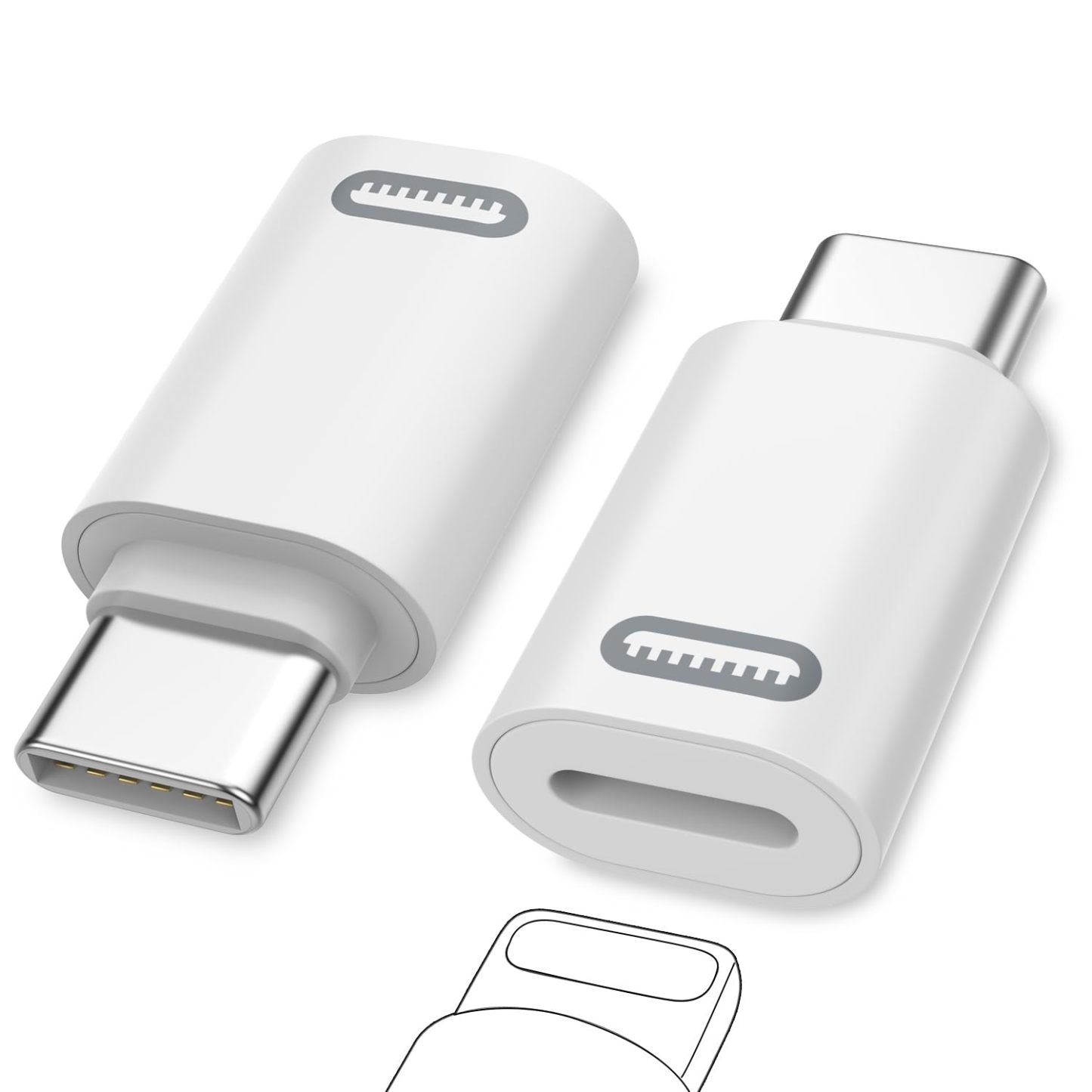 MoKo 2 Pack Lightn-ing Female to USB C Male Adapter Compatible with iPhone 15/15 Pro/15 Pro Max/15 Plus, iPad Pro/Air, Support Fast Charging/Data Transfer, Not for Audio/OTG