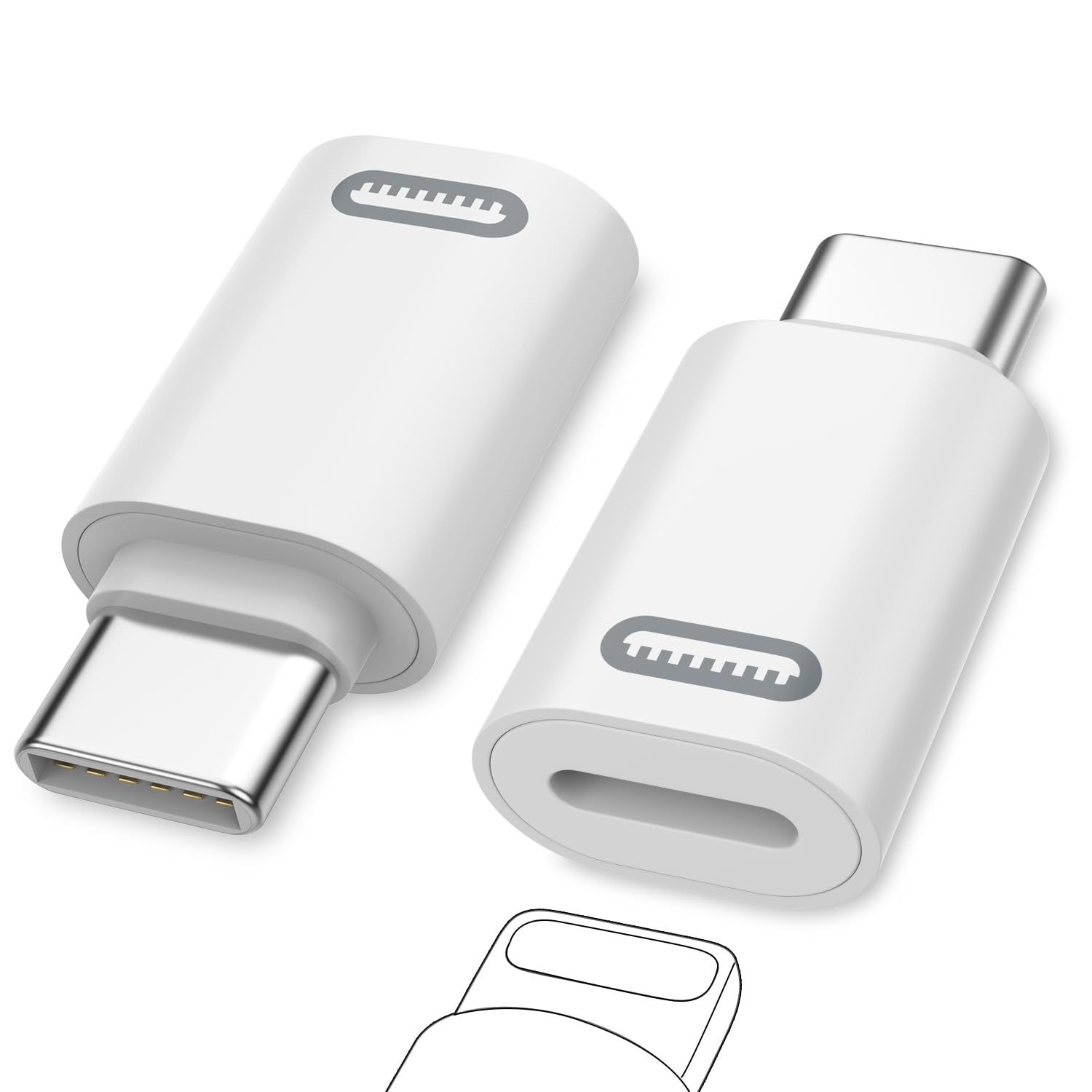 MoKo 2 Pack Lightn-ing Female to USB C Male Adapter Compatible with iPhone 15/15 Pro/15 Pro Max/15 Plus, iPad Pro/Air, Support Fast Charging/Data Transfer, Not for Audio/OTG