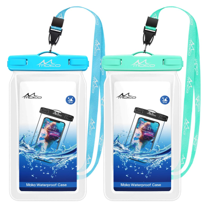 MoKo Waterproof Phone Pouch Floating Compatible with iPhone/Samsung/Galaxy, up to 7", 2 Pack