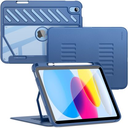 MoKo Case for iPad (A16) 11th Generation 11 inch 2025/iPad 10th Generation 2022 with Pencil Holder,Fully-Body Rugged Heavy Duty Protective Case,Navy Blue